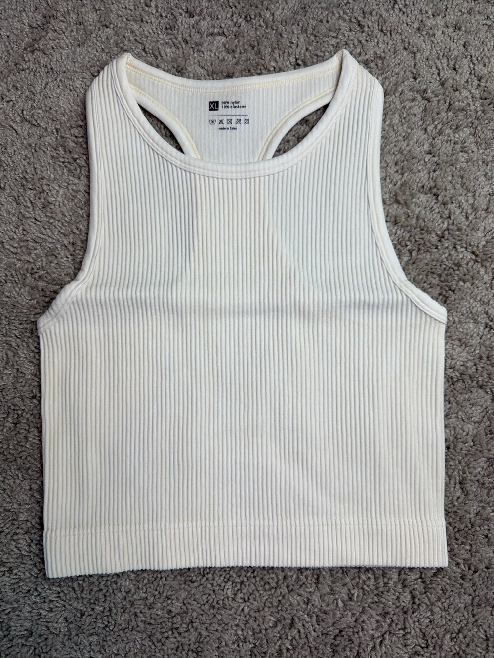 Ribbed Cream Crop Tank with Racerback